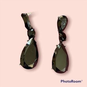 Two Teardrops and a Circle Black Earrings